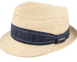 Trilby Hats-Stetson Trilby Raffia Beige Straw Hat -