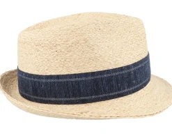 Trilby Hats-Stetson Trilby Raffia Beige Straw Hat -