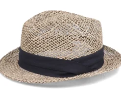 Hot Seeberger Trilby Seagras With Trimming Nature/Black Straw Hat -