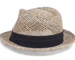 Hot Seeberger Trilby Seagras With Trimming Nature/Black Straw Hat -