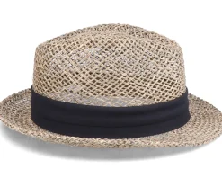 Hot Seeberger Trilby Seagras With Trimming Nature/Black Straw Hat -