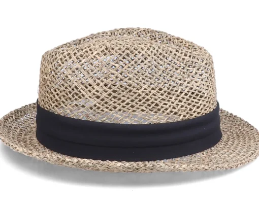 Hot Seeberger Trilby Seagras With Trimming Nature/Black Straw Hat -