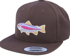 Best Skillfish Trout Applique Patch Brown Snapback -
