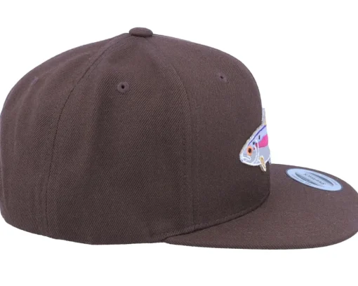 Best Skillfish Trout Applique Patch Brown Snapback -
