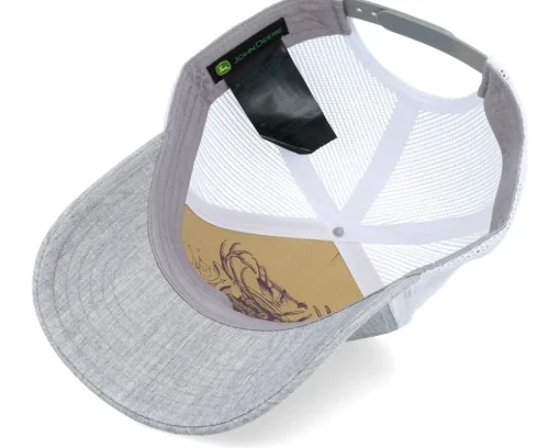 Trucker-John Deere Twill/Mesh Sueded Logo Cap Heather Grey/White Trucker -