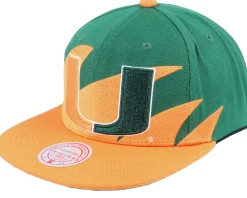 Snapback-Mitchell & Ness U. Of Miami Sharktooth Orange/Green Snapback -