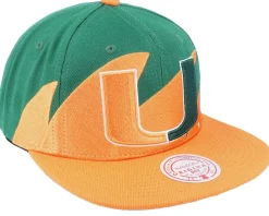 Snapback-Mitchell & Ness U. Of Miami Sharktooth Orange/Green Snapback -