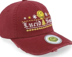 Dad Cap-Ho-Ho-Hats Ugly Christmas Logo Maroon Destroyed Dad Cap -