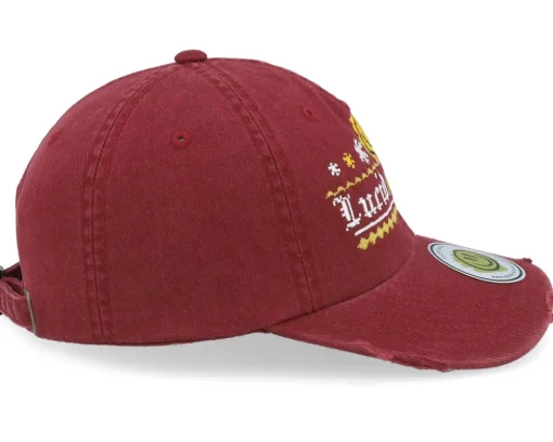 Dad Cap-Ho-Ho-Hats Ugly Christmas Logo Maroon Destroyed Dad Cap -