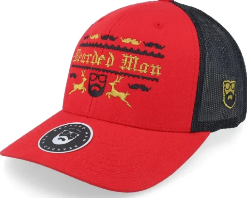 Trucker-Ho-Ho-Hats Ugly Christmas Logo Red/Black Trucker -