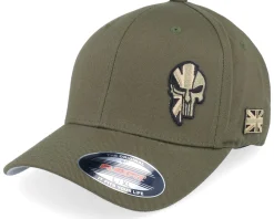 Flexfit-Army Head Uk Army Skull Olive Wooly Combed Flexfit - Green