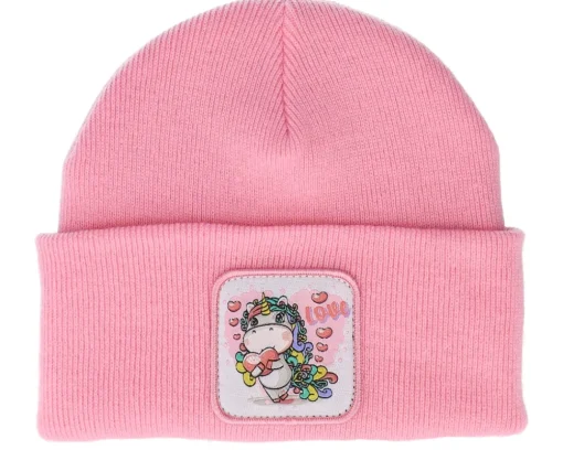 New Unicorns Unicorn Love Patch Pink Beanie -