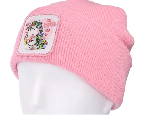 New Unicorns Unicorn Love Patch Pink Beanie -