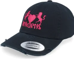 Fashion Unicorns Heart Black Destroyed Dad Cap -