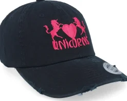 Fashion Unicorns Heart Black Destroyed Dad Cap -