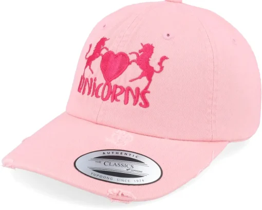 Outlet Unicorns Heart Pink Destroyed Dad Cap -