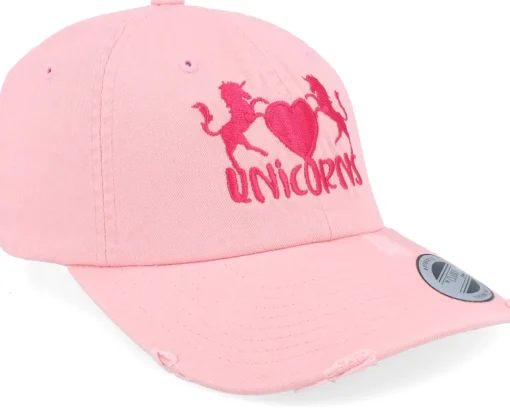 Outlet Unicorns Heart Pink Destroyed Dad Cap -