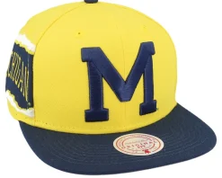 Snapback-Mitchell & Ness University Of Miami Jumbotron Ncaa /navy Snapback - Yellow