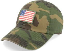 Dad Cap-American Needle USA Ballpark Patch Peace Camoflage Dad Cap -