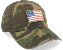 Dad Cap-American Needle USA Ballpark Patch Peace Camoflage Dad Cap -