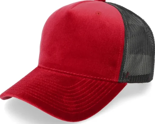 Blanks-Equip Velvet /Black A-frame Trucker - Red
