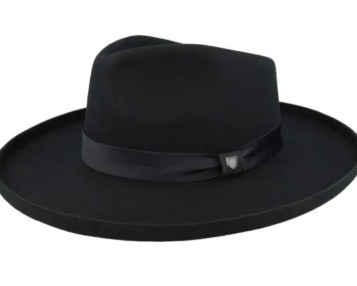 New Brixton Victoria Felt Black/Black Satin Fedora -