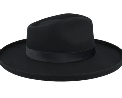 New Brixton Victoria Felt Black/Black Satin Fedora -