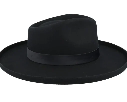 New Brixton Victoria Felt Black/Black Satin Fedora -