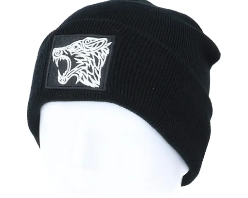 Outlet Vikings Viking Wolf Black Patch Black Beanie -