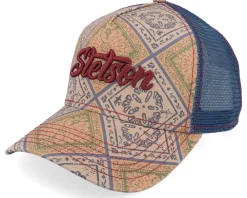 Trucker-Stetson Vintage Print Blue Vintage Print A-Frame Trucker -