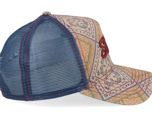 Trucker-Stetson Vintage Print Blue Vintage Print A-Frame Trucker -