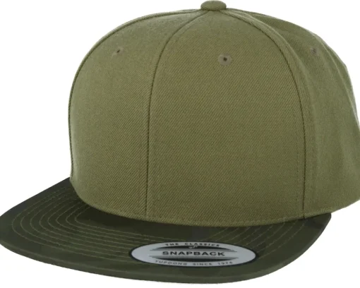 Snapback-Yupoong Visor Camo Olive Snapback -