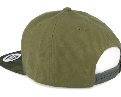 Snapback-Yupoong Visor Camo Olive Snapback -