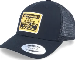 Trucker-Iconic Warning Highly Explosive Patch Black Trucker -