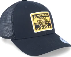 Trucker-Iconic Warning Highly Explosive Patch Black Trucker -