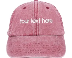 Dad Cap-Beechfield Washed Dad Cap With Embroidery - Red