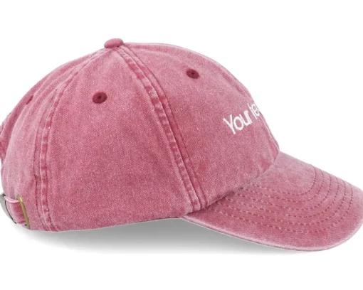 Dad Cap-Beechfield Washed Dad Cap With Embroidery - Red