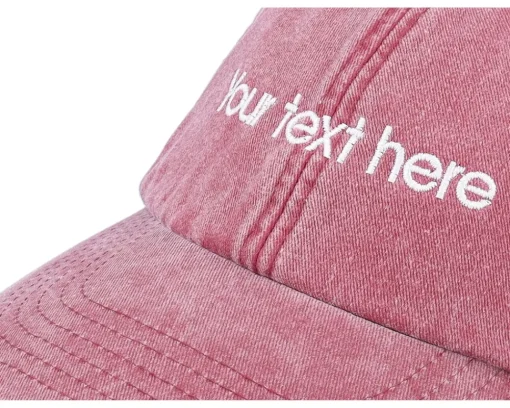Dad Cap-Beechfield Washed Dad Cap With Embroidery - Red