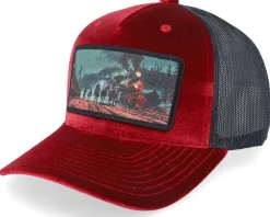 Trucker | Velvet Caps-Calza Pennello Western Outlaws & Cowboys Velvet /Black A-frame Trucker - Red