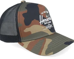 Trucker-Herschel Whaler Tall Mesh Cap Woodland Camo A-Frame Trucker -