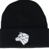 Cuff Beanies-Origami White Paper Wolf Black Cuff -