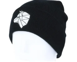 Cuff Beanies-Origami White Paper Wolf Black Cuff -