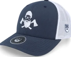 Clearance Bearded Man Wild Life Axe Logo 2-tone Navy/White Trucker - Blue