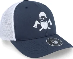 Clearance Bearded Man Wild Life Axe Logo 2-tone Navy/White Trucker - Blue