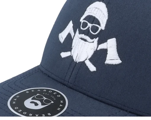 Clearance Bearded Man Wild Life Axe Logo 2-tone Navy/White Trucker - Blue