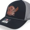 Trucker-Wild Spirit Wildlife Eagle Brown Patch /Charcoal Rope A-Frame Trucker - Black