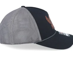 Trucker-Wild Spirit Wildlife Eagle Brown Patch /Charcoal Rope A-Frame Trucker - Black