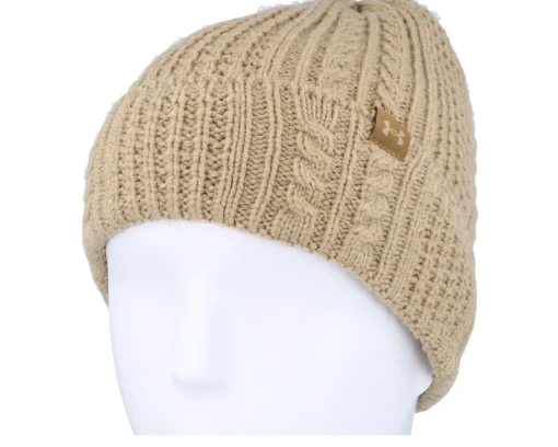 Online Under Armour Women Halftime Cable Knit Beanie Camel Cuff - Beige