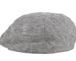 Flat Caps-Stetson Woodfield Linen Herringbone Flat Cap -