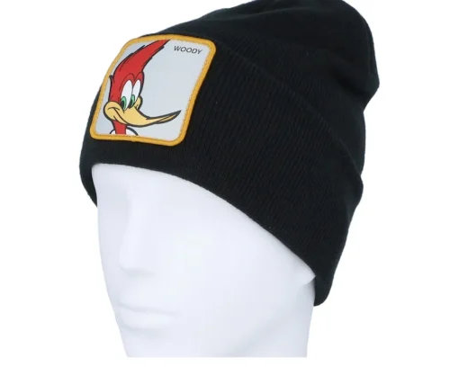 Cuff Beanies-Capslab Woody Woodpecker Beanie Black Cuff -